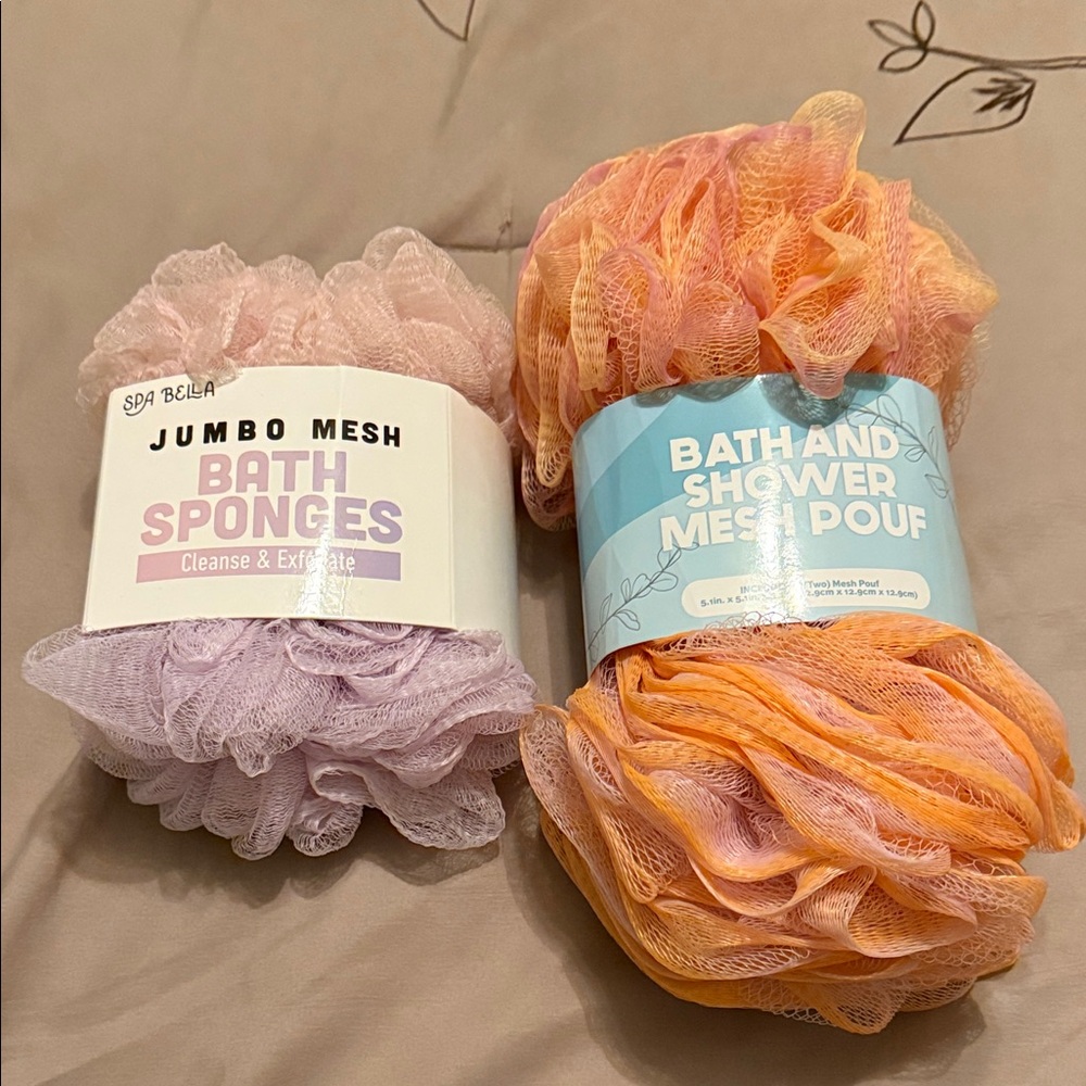 Jumbo Mesh Bath Sponges - Lavender and Peach